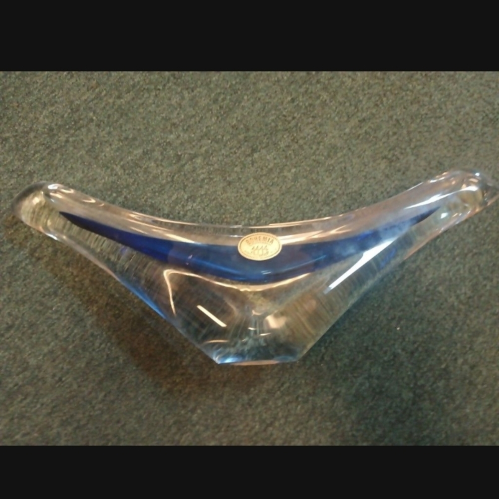 Boheme Blue and Clear Glass Vase